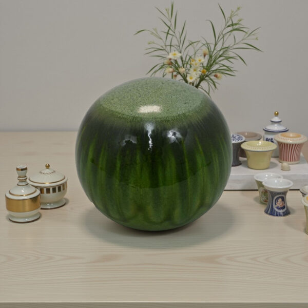 Mary Tabletop Accent Decor, Modern Round Orb, 12 Inch Green Ceramic