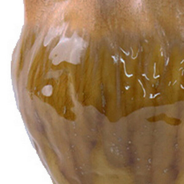 Balie Accent Vase, Brown Ceramic, Irregular Top Edge, Modern 10 Inch