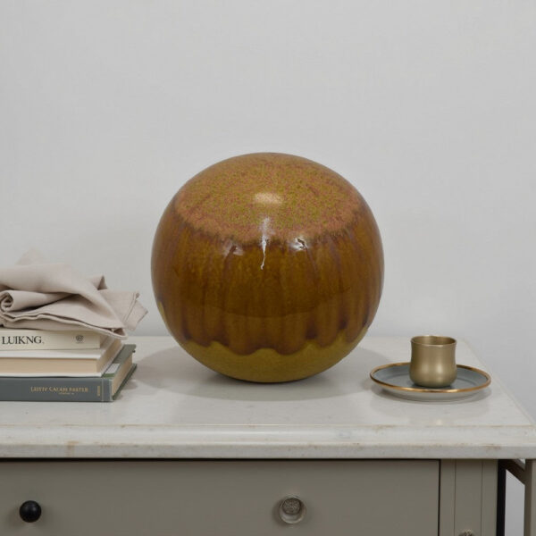 Mary Tabletop Accent Decor, Modern Round Orb, 10 Inch Brown Ceramic