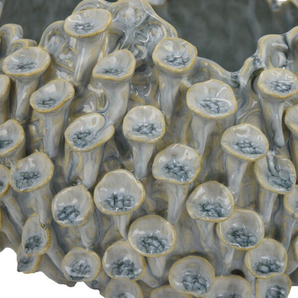 Nina Decorative Bowl, Light Blue, Textured Coral Gray Ceramic, 11 Inch