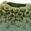 Nina Vase, Green Ceramic, Textured Accents, Abstract Floral 11 Inch