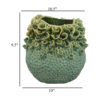 Nina Vase, Green Ceramic, Textured Accents, Abstract Floral 11 Inch