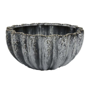 Kiara Decorative Bowl, Aqua Gray Ceramic Textured Design, 15 Inch