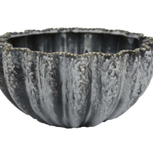 Kiara Decorative Bowl, Aqua Gray Ceramic Textured Design, 15 Inch