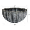 Kiara Decorative Bowl, Aqua Gray Ceramic Textured Design, 15 Inch