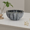 Kiara Decorative Bowl, Aqua Gray Ceramic Textured Design, 15 Inch