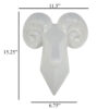 Ellena Ram Head Wall Decor, Modern Glossy White Resin Frame, 15 Inch