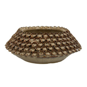 Rysa Vase, Glossy Brown Ceramic, Unique Coral Texture Design, 14 Inch