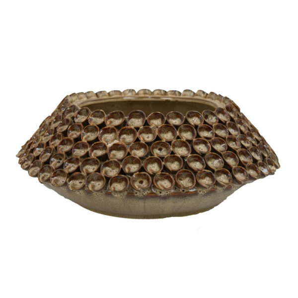 Rysa Vase, Glossy Brown Ceramic, Unique Coral Texture Design, 14 Inch