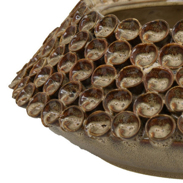 Rysa Vase, Glossy Brown Ceramic, Unique Coral Texture Design, 14 Inch