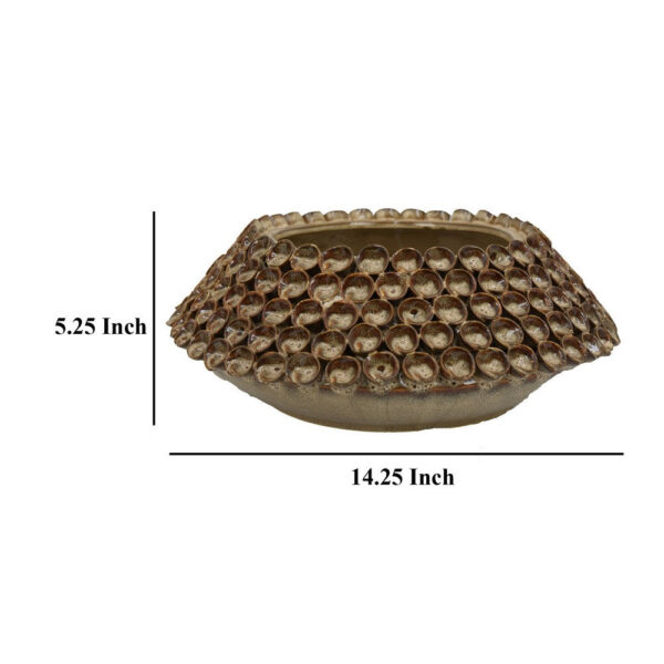 Rysa Vase, Glossy Brown Ceramic, Unique Coral Texture Design, 14 Inch