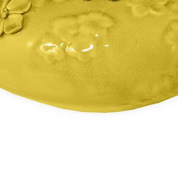 Remi Flower Vase, Decorative Yellow Ceramic w Floral Motifs, 12 Inch