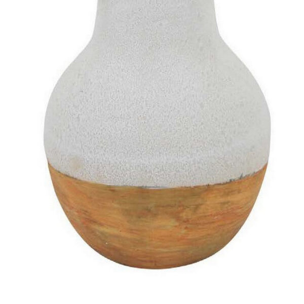 Enya Flower Vase, Spiked Narrow Neck, Brown White Ceramic, 15 Inch