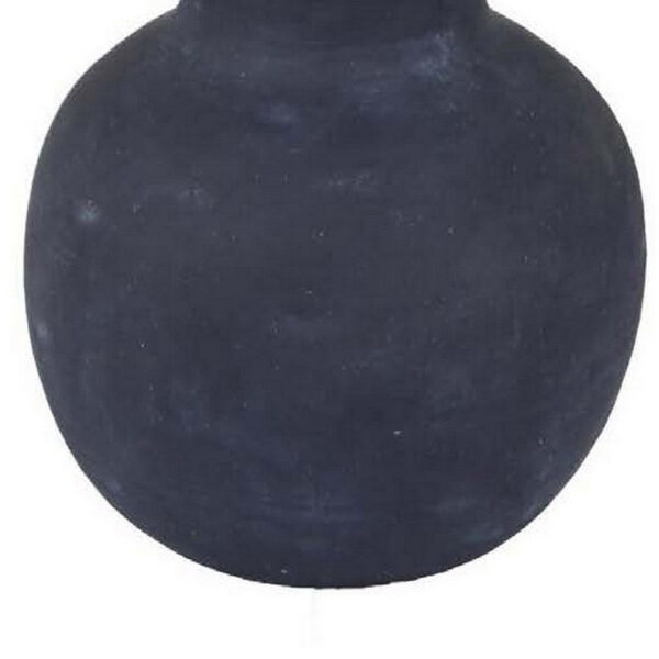 Enya Flower Vase, 3D Spike Accent Narrow Neck, Black Ceramic, 15 Inch