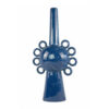 Kary Flower Vase, Unique 3D Aesthetic, Narrow 23 Inch Blue Ceramic