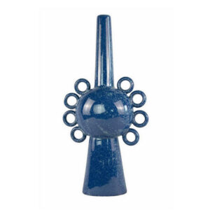 Kary Flower Vase, Unique 3D Aesthetic, Narrow 23 Inch Blue Ceramic