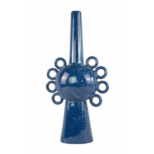 Kary Flower Vase, Unique 3D Aesthetic, Narrow 23 Inch Blue Ceramic
