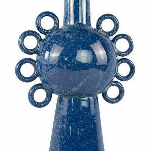 Kary Flower Vase, Unique 3D Aesthetic, Narrow 23 Inch Blue Ceramic