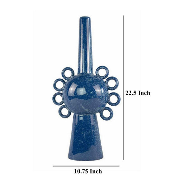 Kary Flower Vase, Unique 3D Aesthetic, Narrow 23 Inch Blue Ceramic