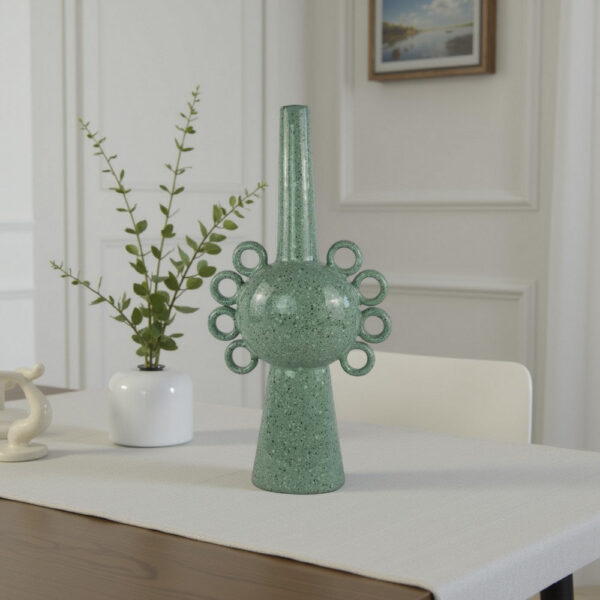 Kary Flower Vase, Unique 3D Look, Narrow 23 Inch Sage Green Ceramic