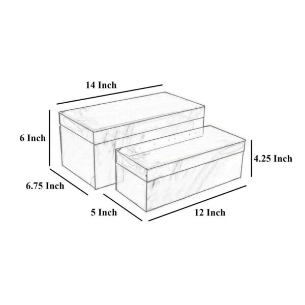 Dory Decorative Box Set of 2, Pink Gold Faux Agate Stone Accent Glass