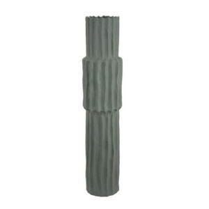 Decorative Accent Vase, Sleek Cactus Design, 30 Inch Green Ceramic