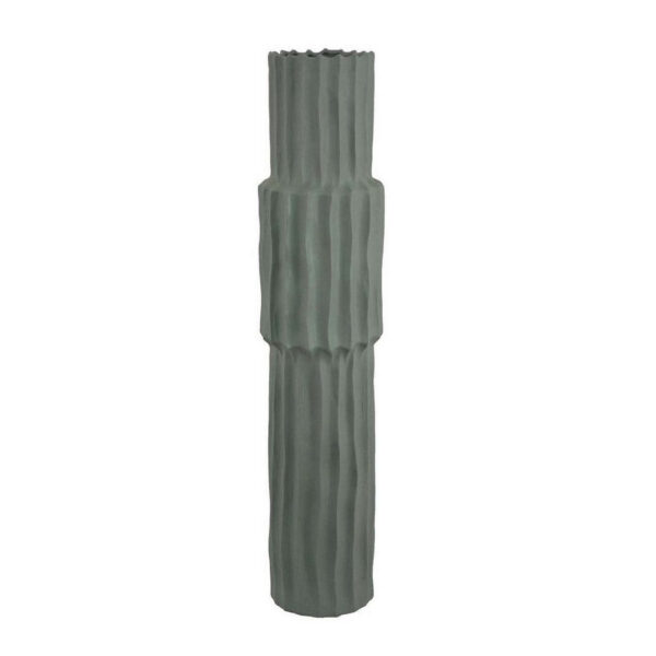 Decorative Accent Vase, Sleek Cactus Design, 30 Inch Green Ceramic