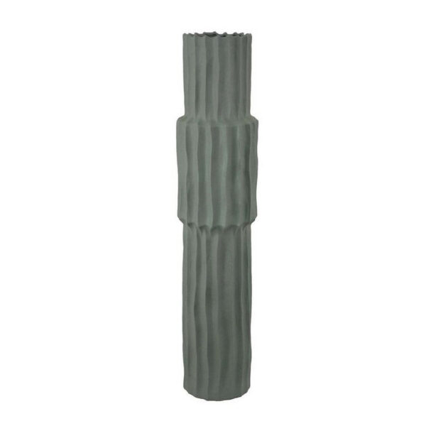 Decorative Accent Vase, Sleek Cactus Design, 30 Inch Green Ceramic