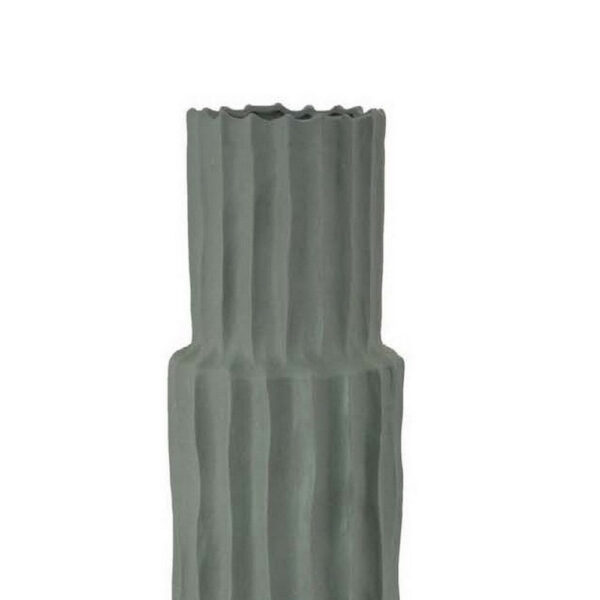 Decorative Accent Vase, Sleek Cactus Design, 30 Inch Green Ceramic