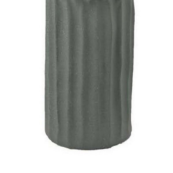 Decorative Accent Vase, Sleek Cactus Design, 24 Inch Green Ceramic