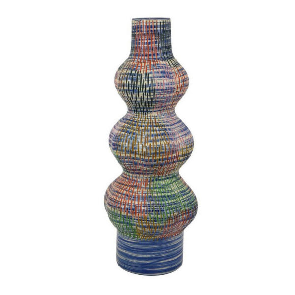 Decorative Accent Vase, 3 Rounded Accents, 22 Inch Multicolor Ceramic