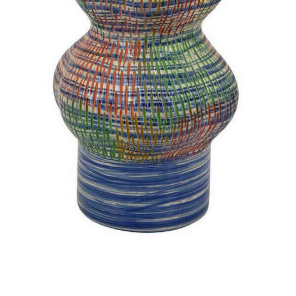 Decorative Accent Vase, 3 Rounded Accents, 22 Inch Multicolor Ceramic