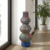 Decorative Accent Vase, 3 Rounded Accents, 22 Inch Multicolor Ceramic