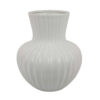 Decorative Vase, 14 Inch White Ceramic Body, Vertical Ribbed Pattern