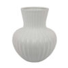 Decorative Vase, 14 Inch White Ceramic Body, Vertical Ribbed Pattern