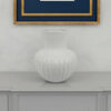 Decorative Vase, 14 Inch White Ceramic Body, Vertical Ribbed Pattern