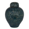 Accent Flower Vase w Lid, Rich Textured Deep Blue Ceramic, 13 Inch