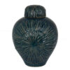 Accent Flower Vase w Lid, Rich Textured Deep Blue Ceramic, 13 Inch