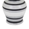 Decorative Jar w Lid, Minimalist Contrast, White Blue Lines, 16 Inch