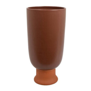 Decorative Vase, 15 Inch Tall Modern Accent PIece, Brown Ceramic
