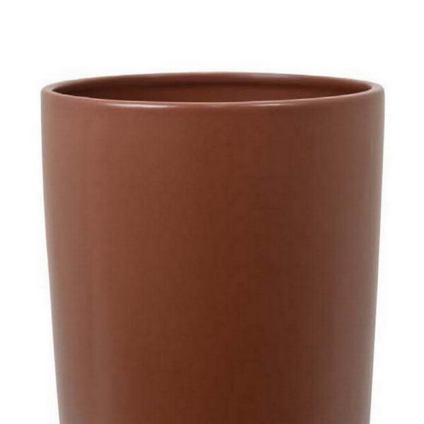 Decorative Vase, 15 Inch Tall Modern Accent PIece, Brown Ceramic