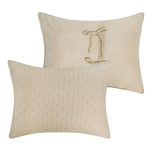 Xumi 2 Piece Twin Size Quilt Set, Beige Channel, Polyester and Cotton