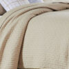 Xumi 2 Piece Twin Size Quilt Set, Beige Channel, Polyester and Cotton