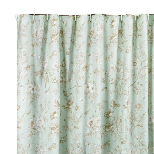 Vola Shower Curtain, 72 Inch, Floral Pattern, Light Green Polyester