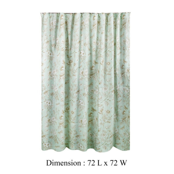 Vola Shower Curtain, 72 Inch, Floral Pattern, Light Green Polyester