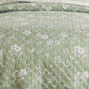 Vola 2 Piece Twin Quilt Set, Floral Pattern, Light Green Microfiber