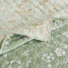 Vola 2 Piece Twin Quilt Set, Floral Pattern, Light Green Microfiber