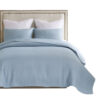 Fys 3pc King Size Coverlet Set, Soft Woven Jacquard, Chambray Blue
