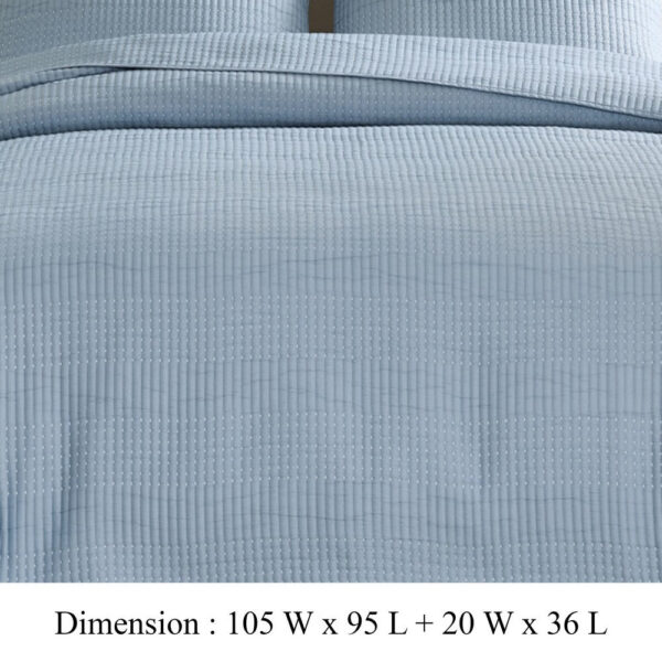Fys 3pc King Size Coverlet Set, Soft Woven Jacquard, Chambray Blue
