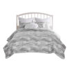 Doz 3pc Queen Size Coverlet Set, Coastal Matelasse, Harbor Gray, White